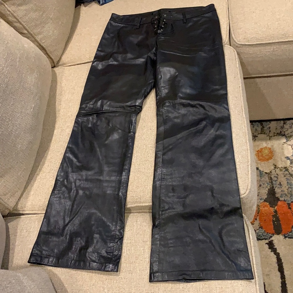 Theory. Genuine leather rocker pants